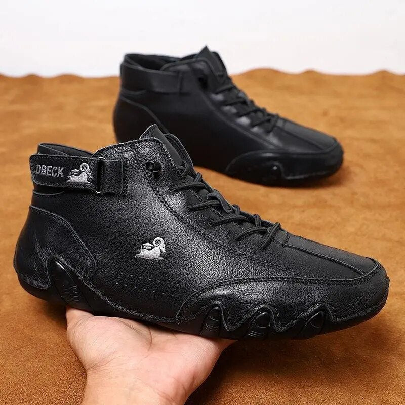 Stride Comfort - Genuine Leather Sports Shoes Military
